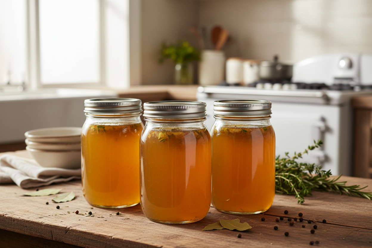 Chicken Broth in Jars